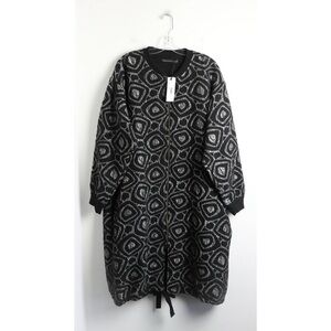 NWT Gershon Bram light coat art to wear abstract print wool blend textured black